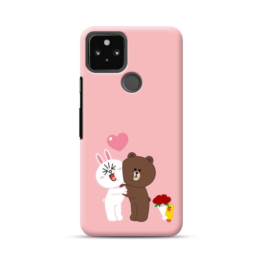 ハニー 可愛いライン キャラクター ラブラブ ブラウン コニーちゃん Google Pixel 4a 5g ハードケース プリケース