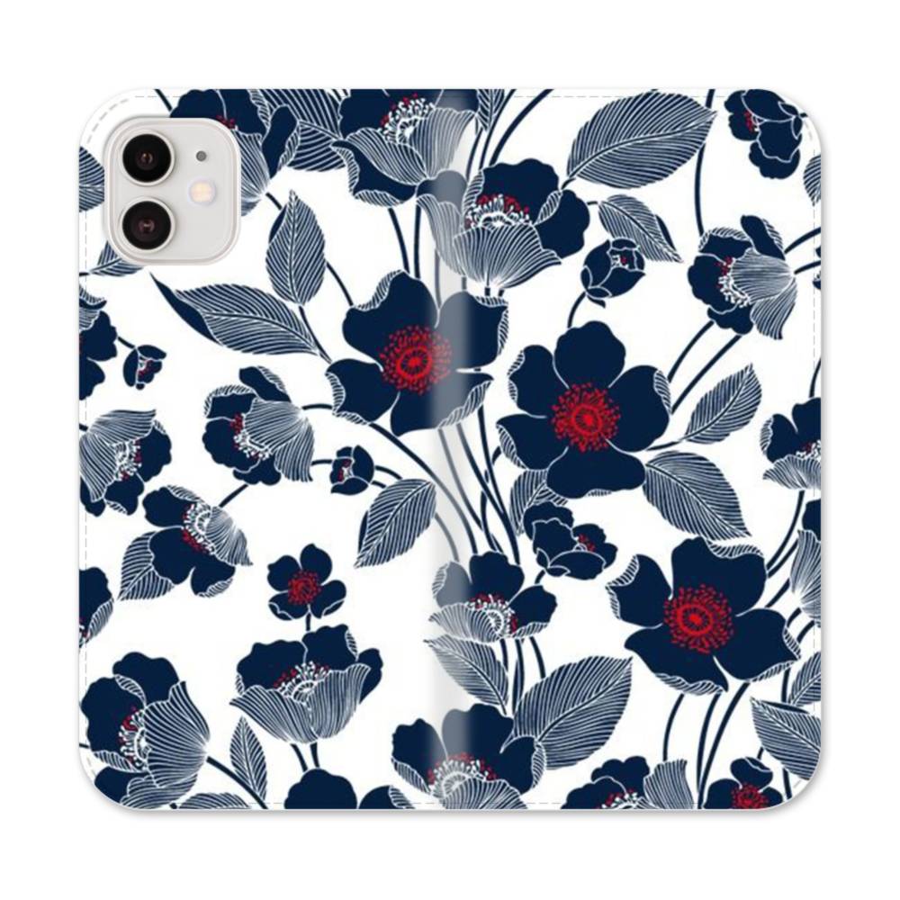 藍染め 花柄 Iphone 12 手帳型ケース プリケース