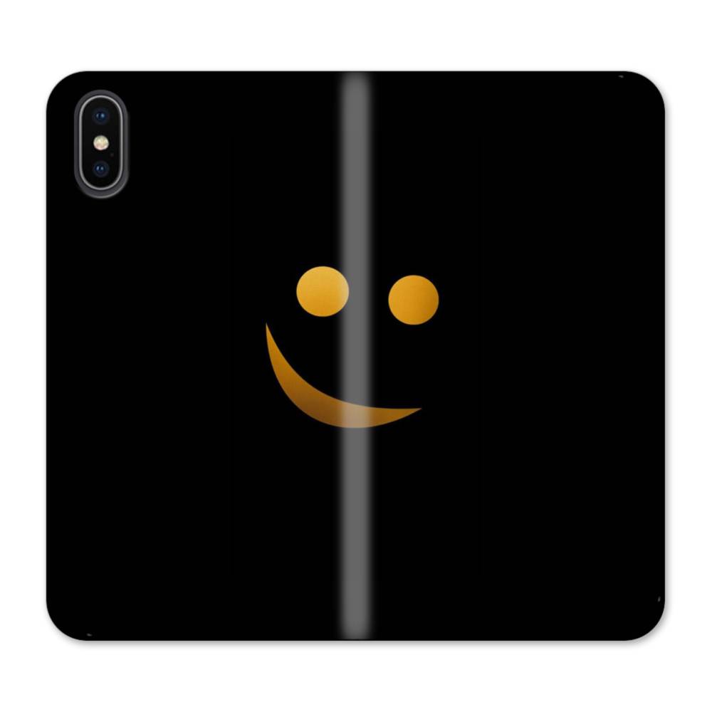シンプルのブラック型スマイル パターン Iphone X 手帳型ケース プリケース
