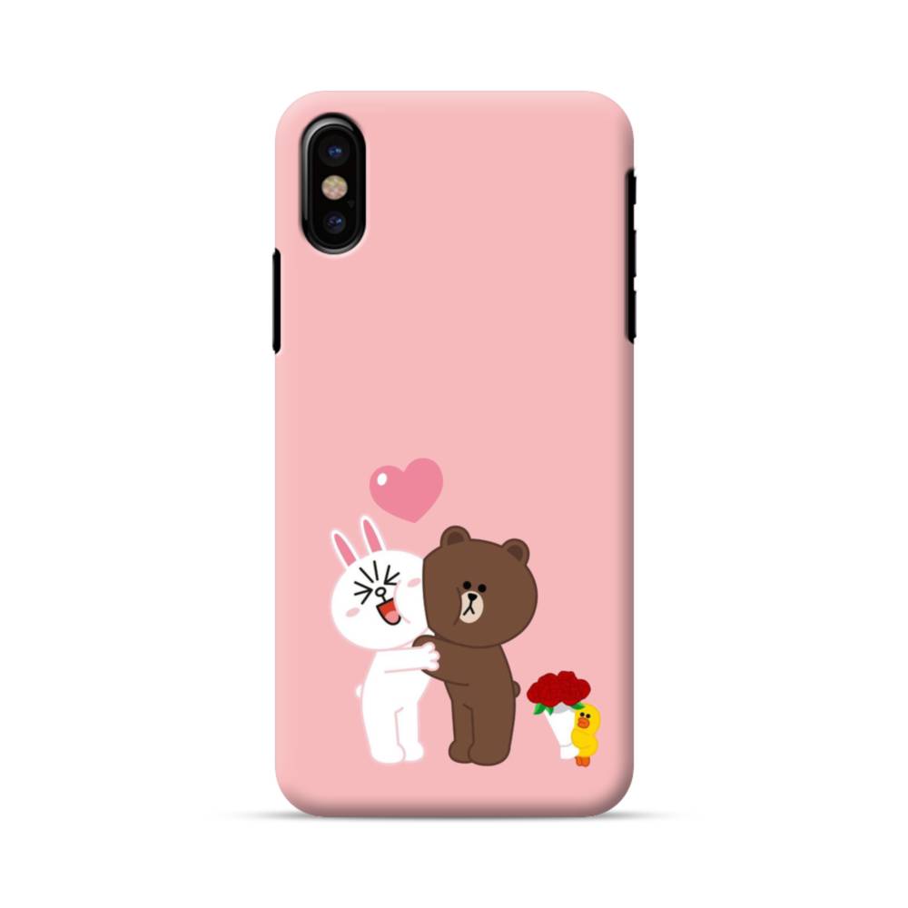 ハニー 可愛いライン キャラクター ラブラブ ブラウン コニーちゃん Iphone X ハードケース プリケース